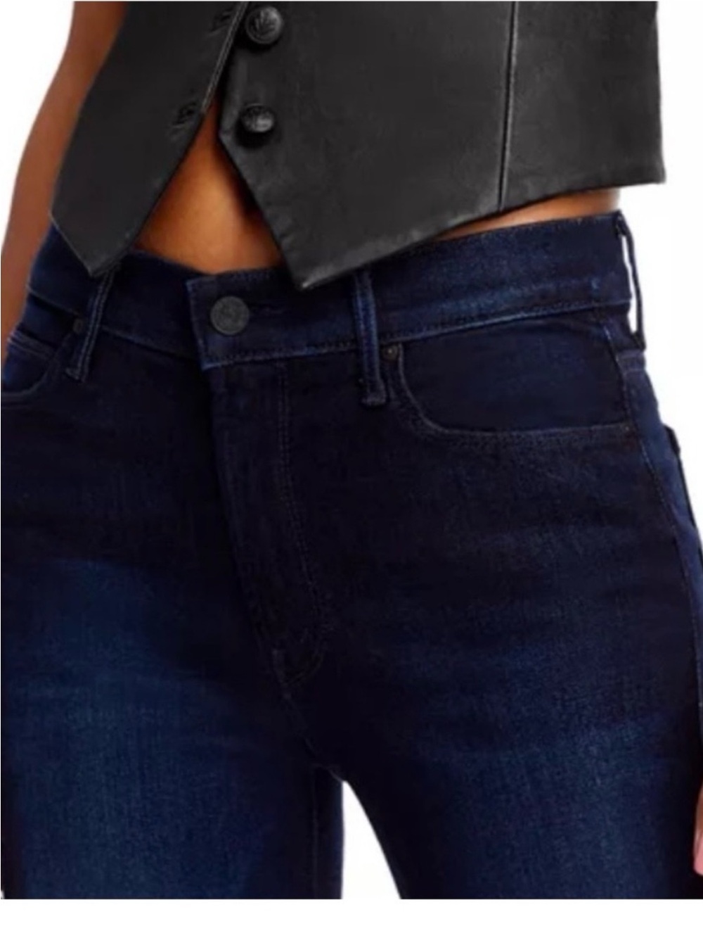 MOTHER Dark Blue High-Rise Ankle Jeans